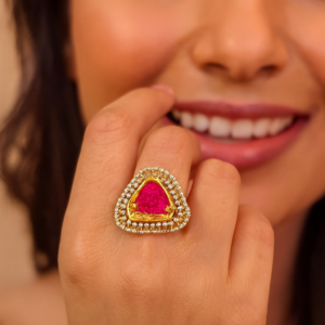 Triangular Red Gemstone Statement Ring