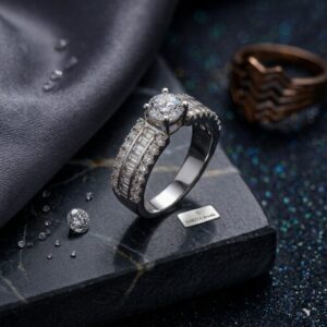 Triple-Row AD Solitaire Ring