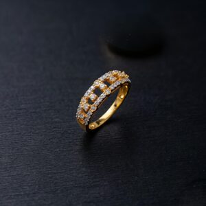 Golden Sparkle Designer AD Ring