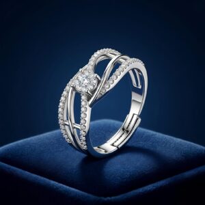 Adjustable Criss-Cross Crystal Ring
