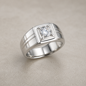 Majestic 925 Silver Round Solitaire Ring in a polished luxury minimalist finish by Shriva Jewels