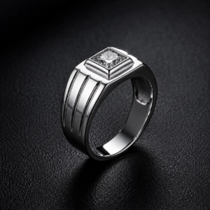 Imperial Square Cut Solitaire Ring in a luxury minimalist silver finish by Shriva Jewels