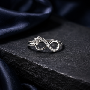 925 Sterling Silver Infinity Ring with Cubic Zirconia Stones for Women